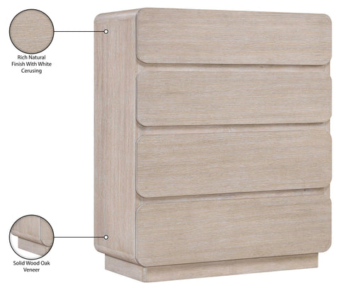 Tessa Natural Solid Wood And Oak Veneer Chest, 1 Piece