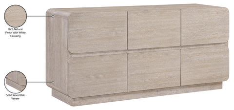 Tessa Natural Solid Wood And Oak Veneer Dresser, 1 Piece