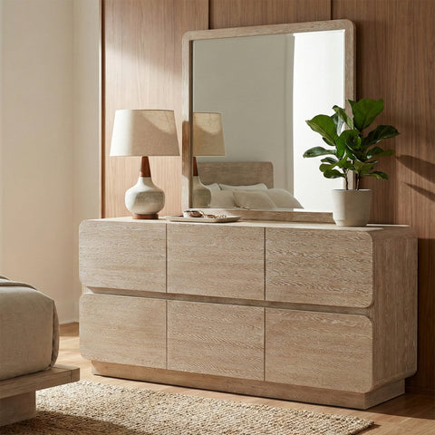 Tessa Natural Solid Wood And Oak Veneer Dresser, 1 Piece