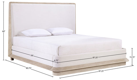 Tessa Natural Fabric Upholstered King Bed, 1 Piece