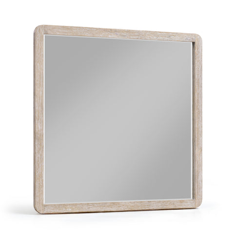 Tessa 42" Natural Oak Veneer And Solid Wood Frame Mirror, 1 Piece