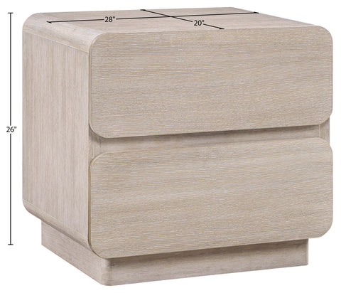 Tessa 28" Natural Solid Wood And Oak Veneer Nightstand, 1 Piece