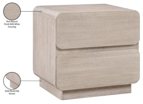 Tessa 28" Natural Solid Wood And Oak Veneer Nightstand, 1 Piece