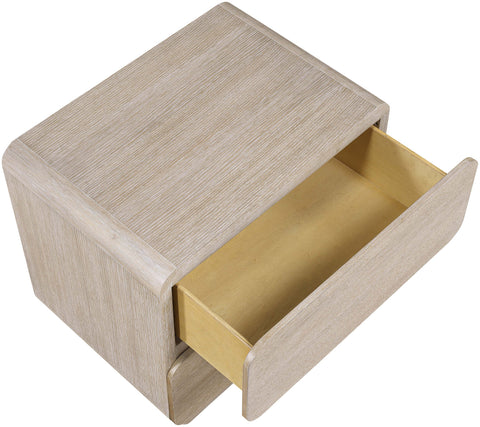 Tessa 28" Natural Solid Wood And Oak Veneer Nightstand, 1 Piece