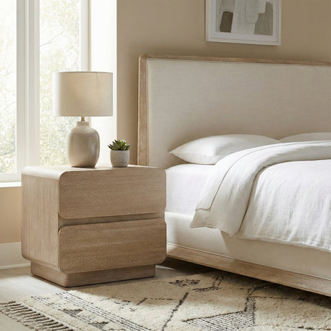 Tessa 28" Natural Solid Wood And Oak Veneer Nightstand, 1 Piece