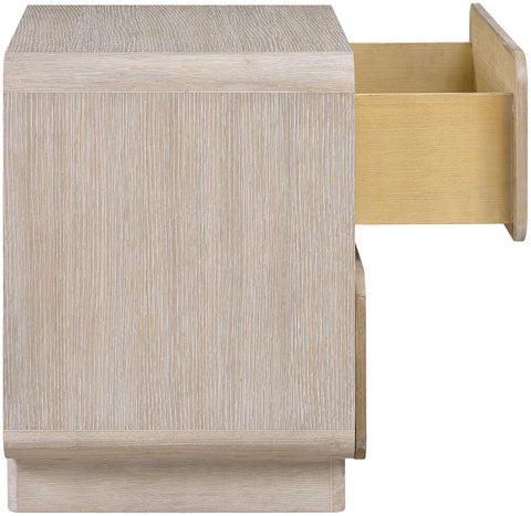 Tessa 28" Natural Solid Wood And Oak Veneer Nightstand, 1 Piece
