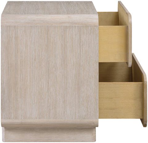 Tessa 28" Natural Solid Wood And Oak Veneer Nightstand, 1 Piece