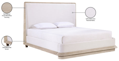 Tessa Natural Fabric Upholstered Queen Bed, 1 Piece