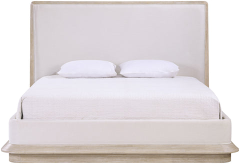 Tessa Natural Fabric Upholstered Queen Bed, 1 Piece