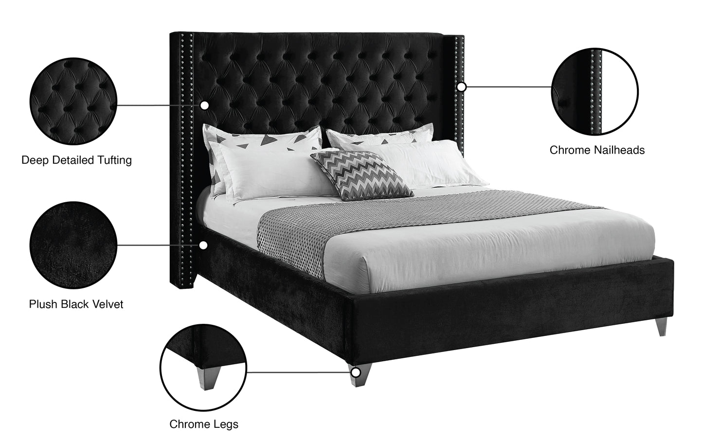 robertson black velvet full bed f