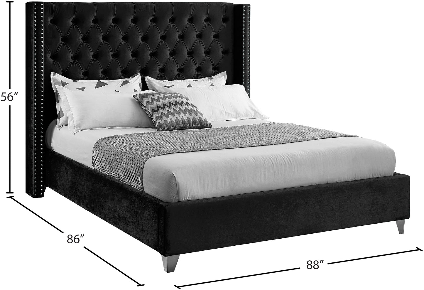 robertson black velvet king bed k