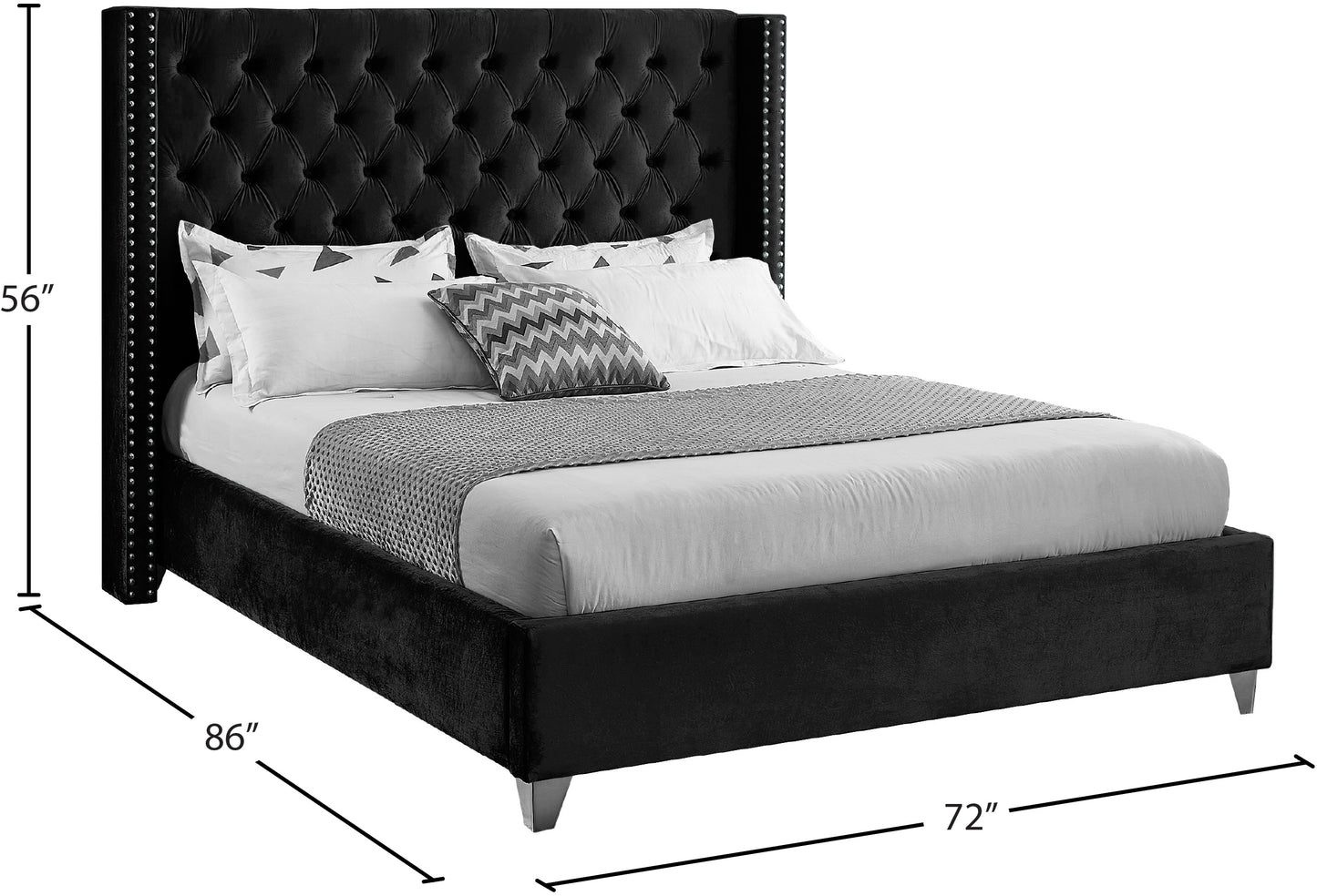 robertson black velvet queen bed q