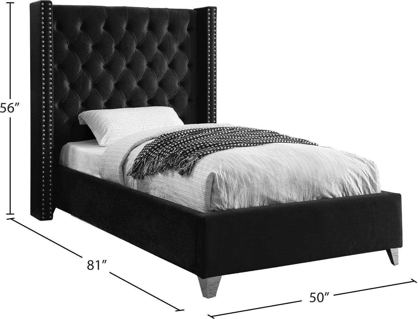 robertson black velvet twin bed t