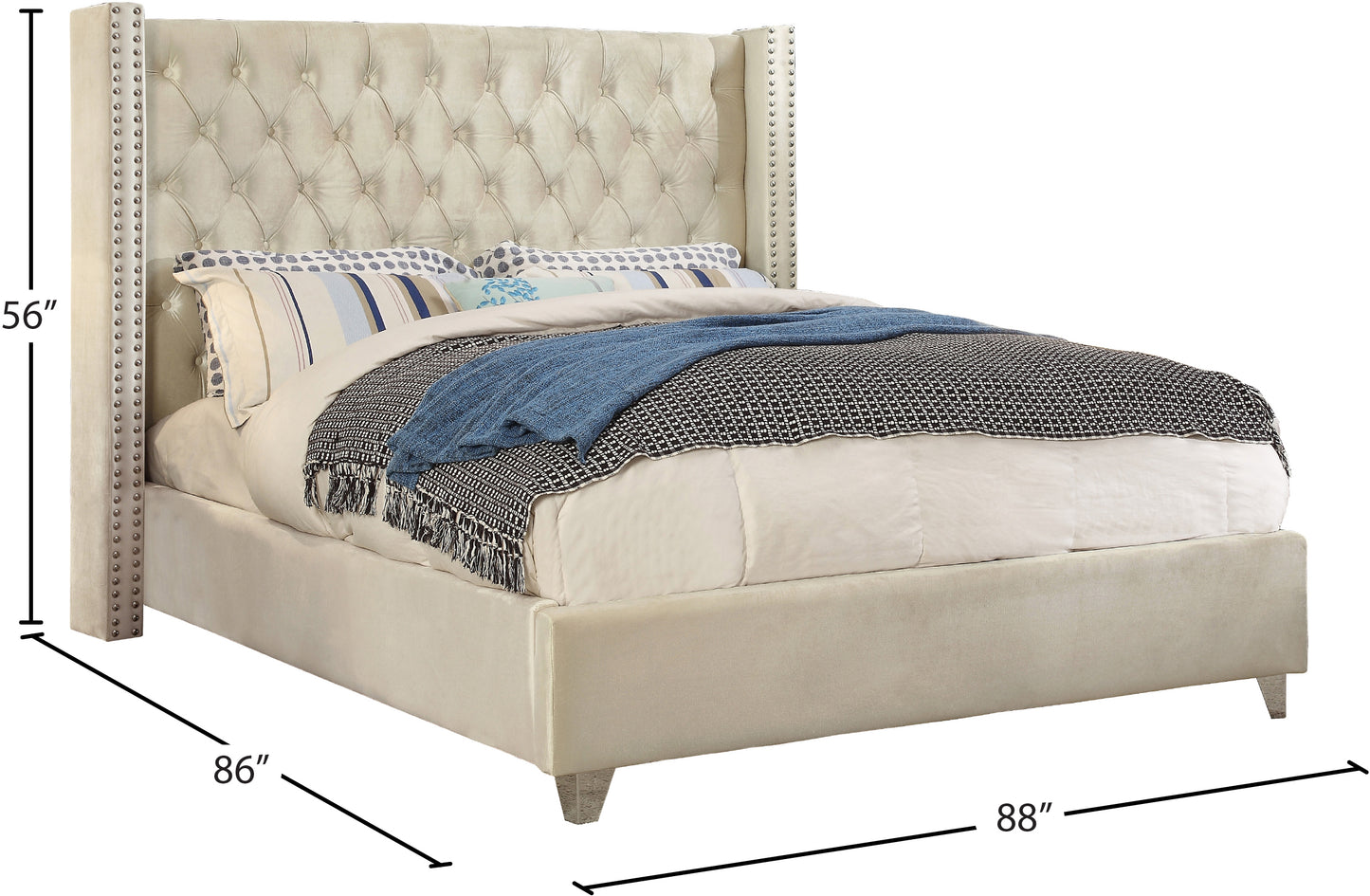 robertson cream velvet king bed k