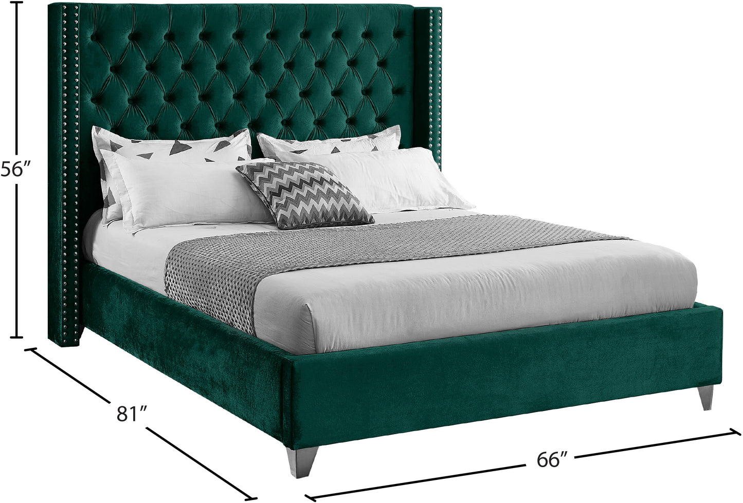 robertson green velvet full bed f