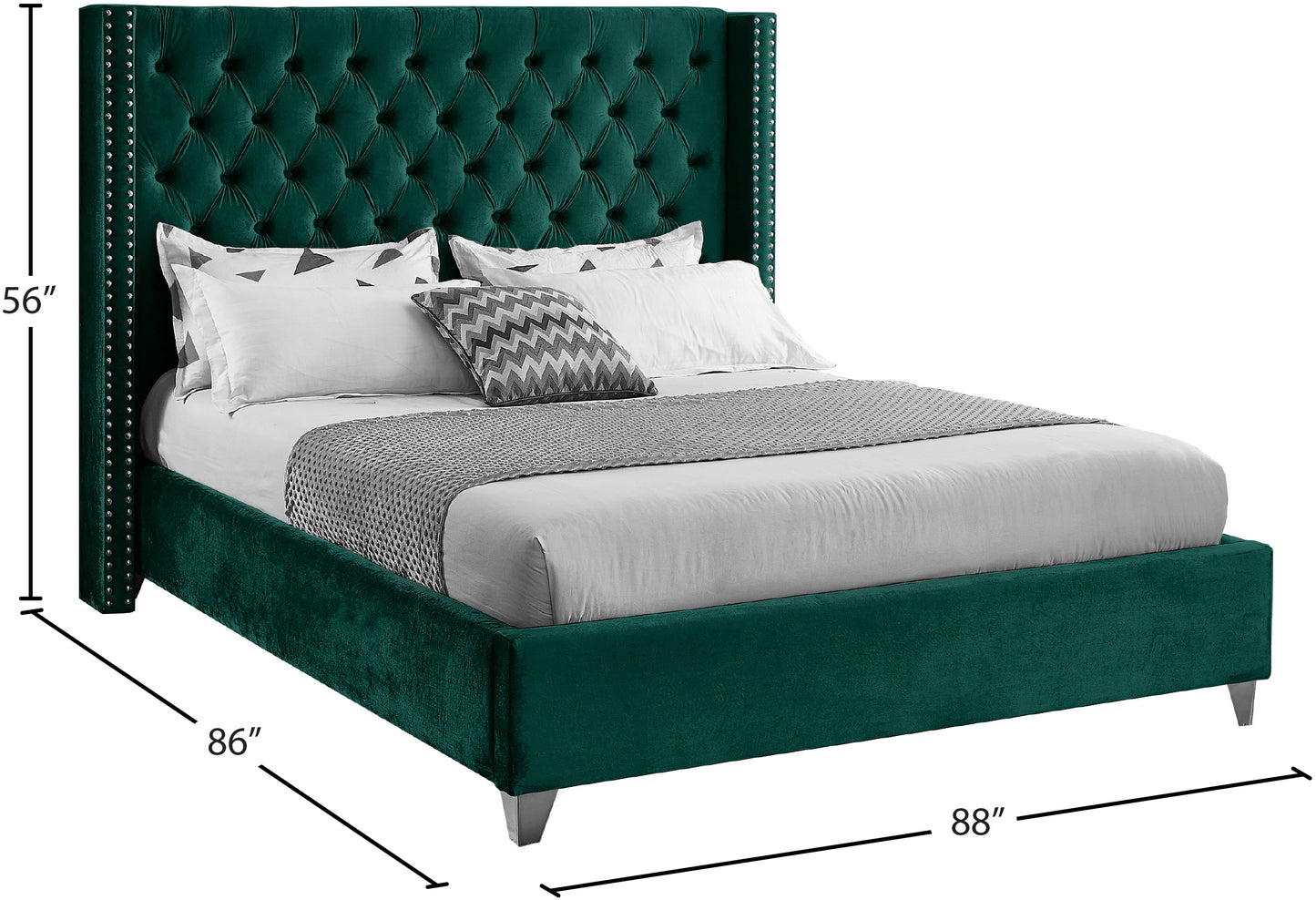 robertson green velvet king bed k