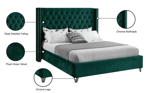 Robertson Green Velvet Queen Bed Q