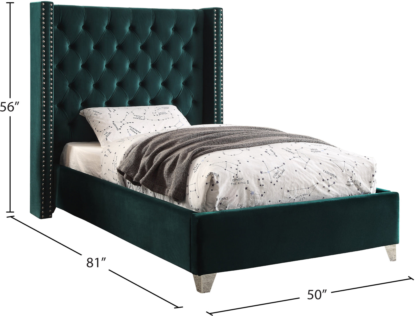 robertson green velvet twin bed t