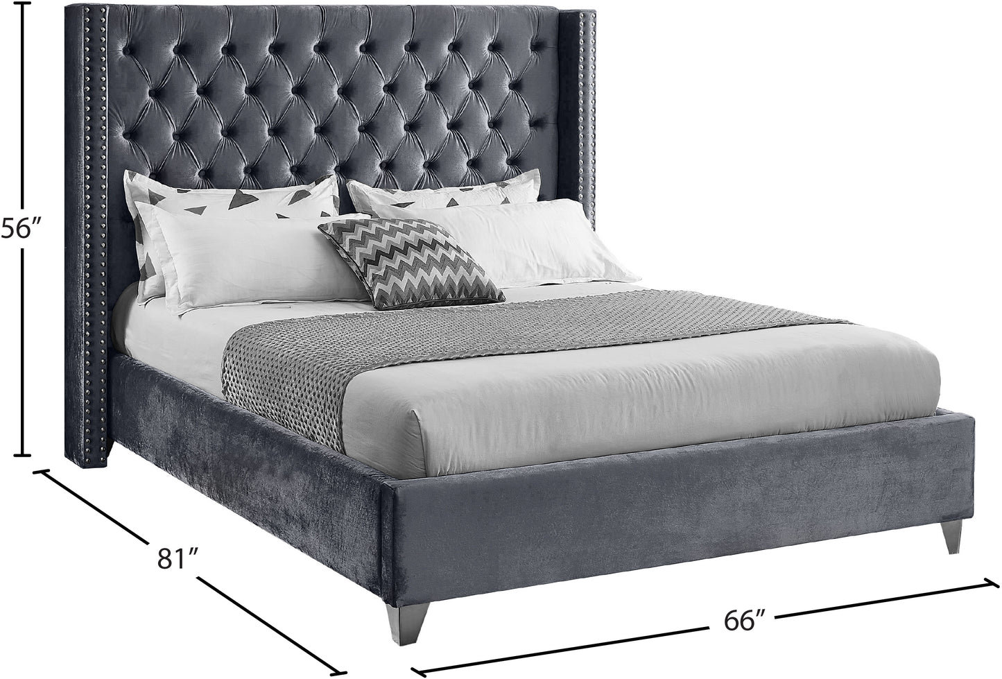 robertson grey velvet full bed f