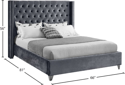 Robertson Grey Velvet Full Bed F