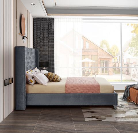 Robertson Grey Velvet Full Bed F