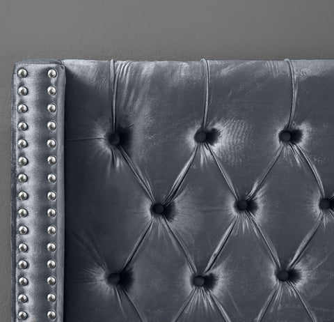 Robertson Grey Velvet Full Bed F