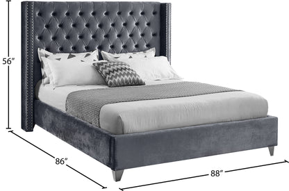 Robertson Grey Velvet King Bed K