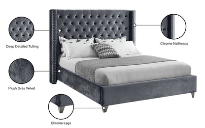 Robertson Grey Velvet King Bed K