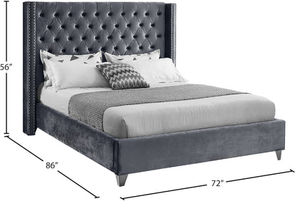 Robertson Grey Velvet Queen Bed Q