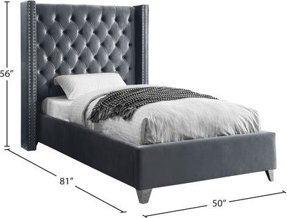 Robertson Grey Velvet Twin Bed T