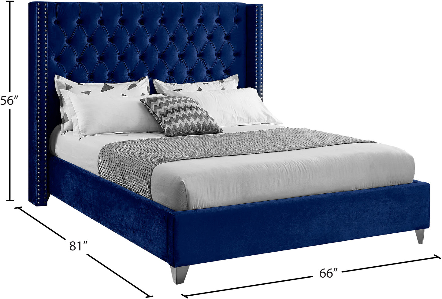 robertson navy velvet full bed f