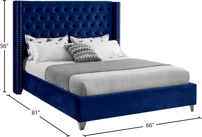 Robertson Navy Velvet Full Bed F