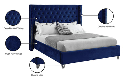 Robertson Navy Velvet Full Bed F