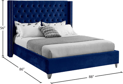 Robertson Navy Velvet King Bed K