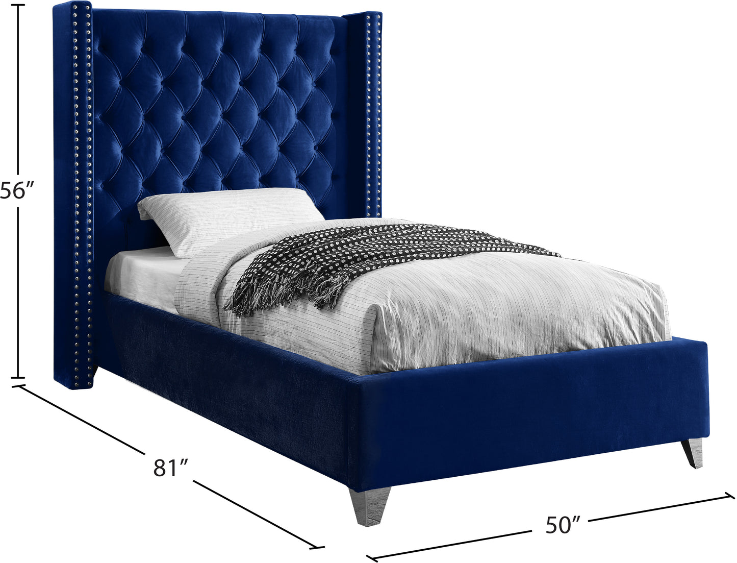 robertson navy velvet twin bed t