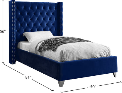 Robertson Navy Velvet Twin Bed T