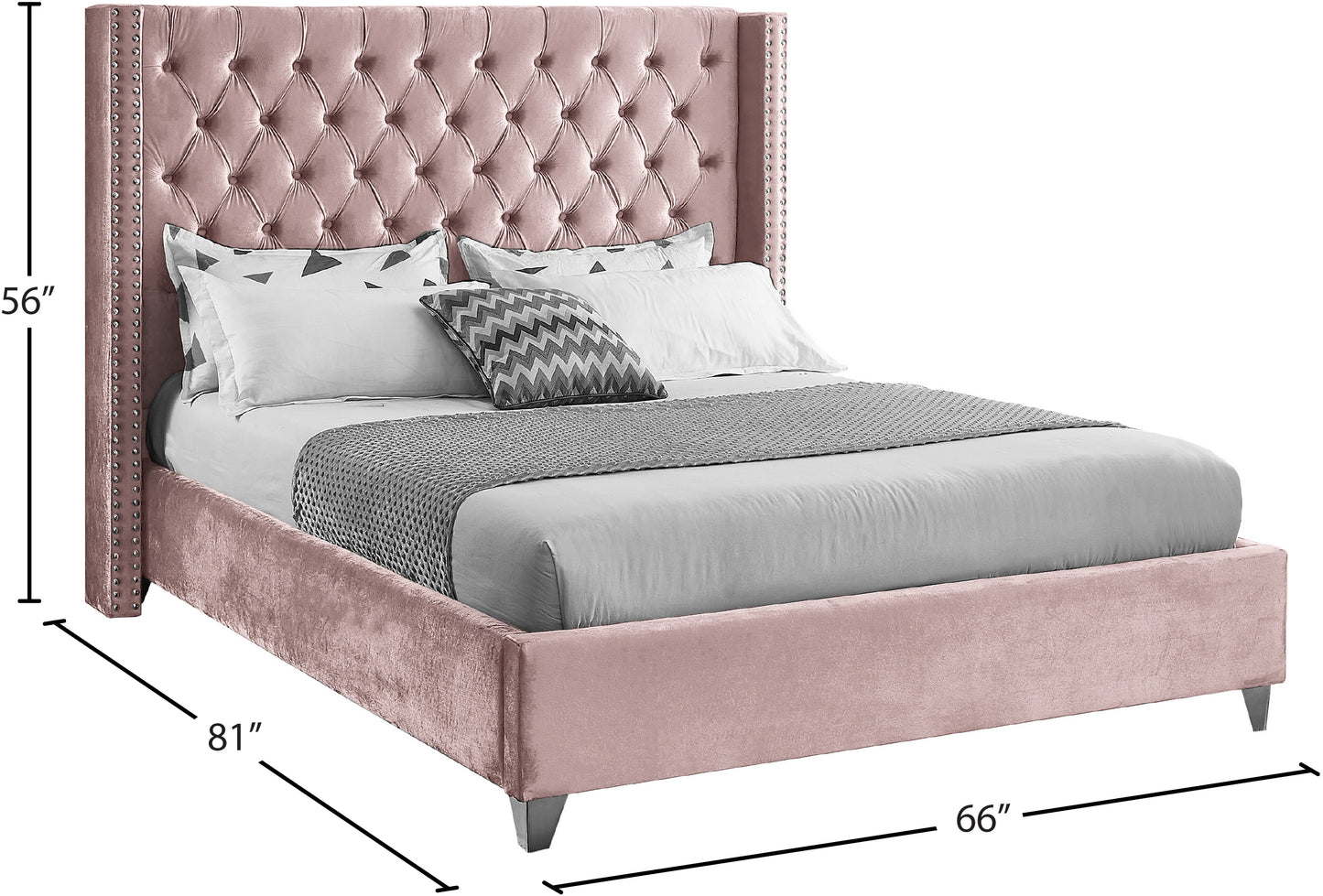 robertson pink velvet full bed f