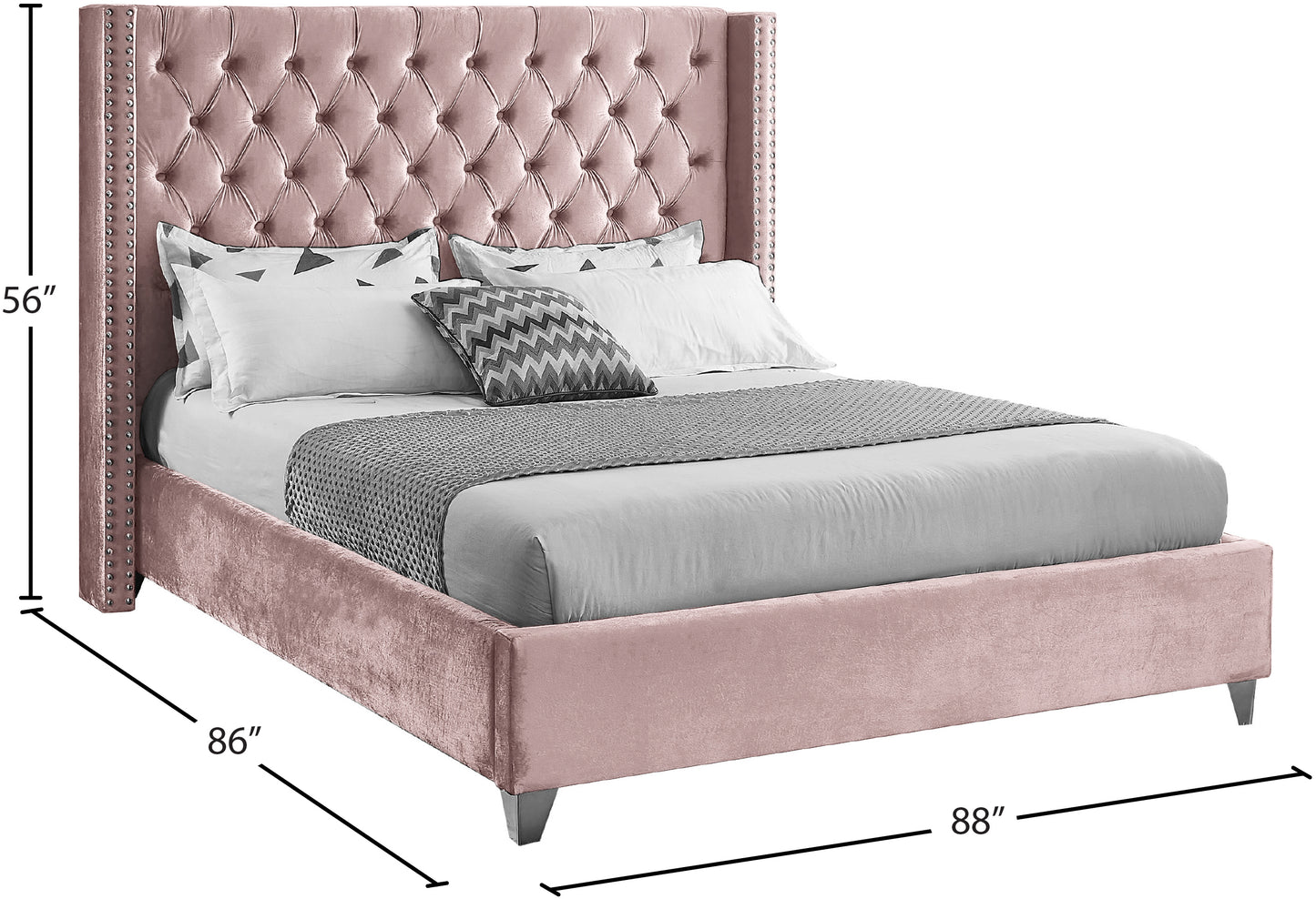 robertson pink velvet king bed k