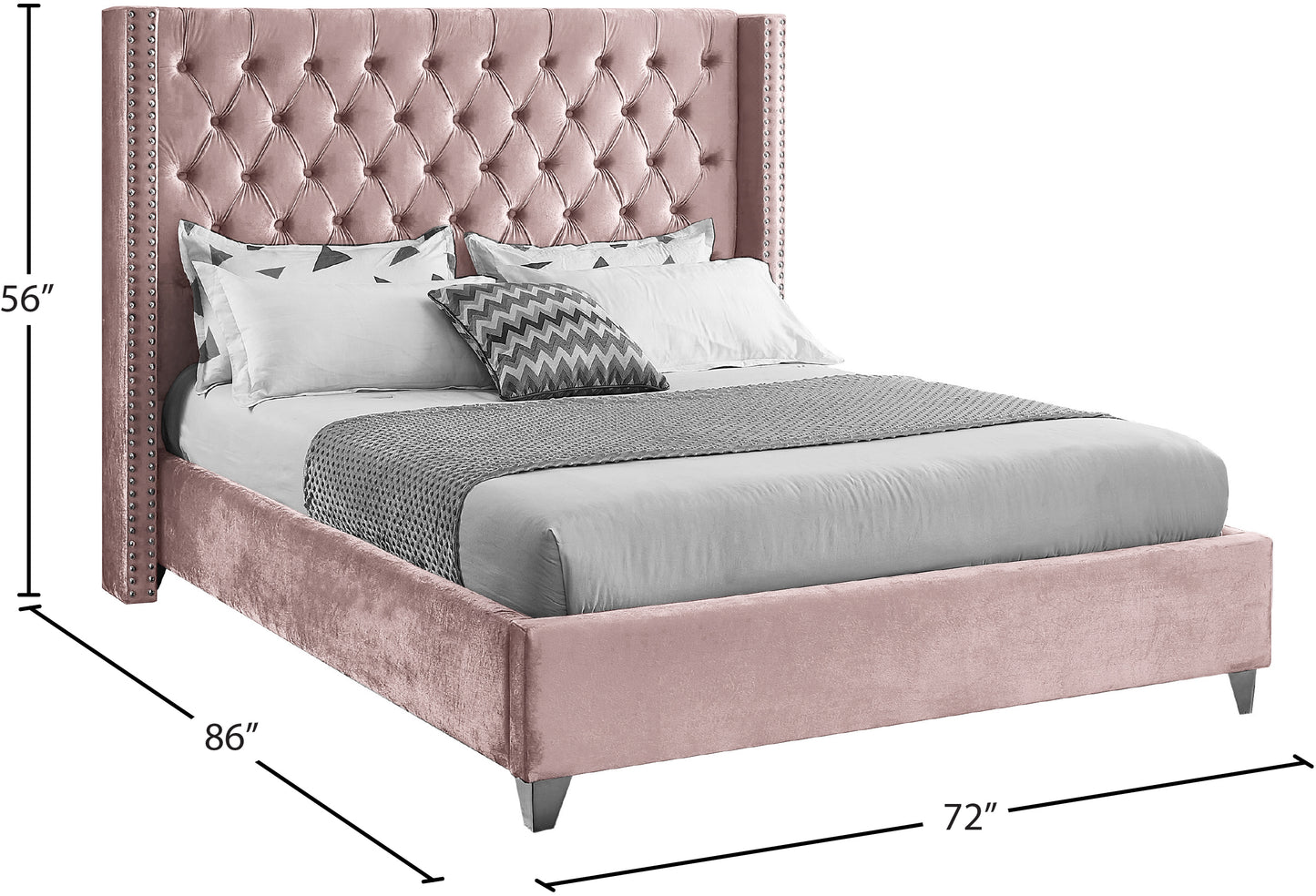 robertson pink velvet queen bed q