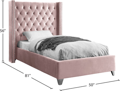 Robertson Pink Velvet Twin Bed T