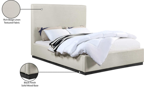 Carly Beige Linen Textured Fabric Full Bed F