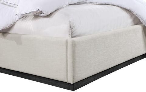 Carly Beige Linen Textured Fabric Full Bed F