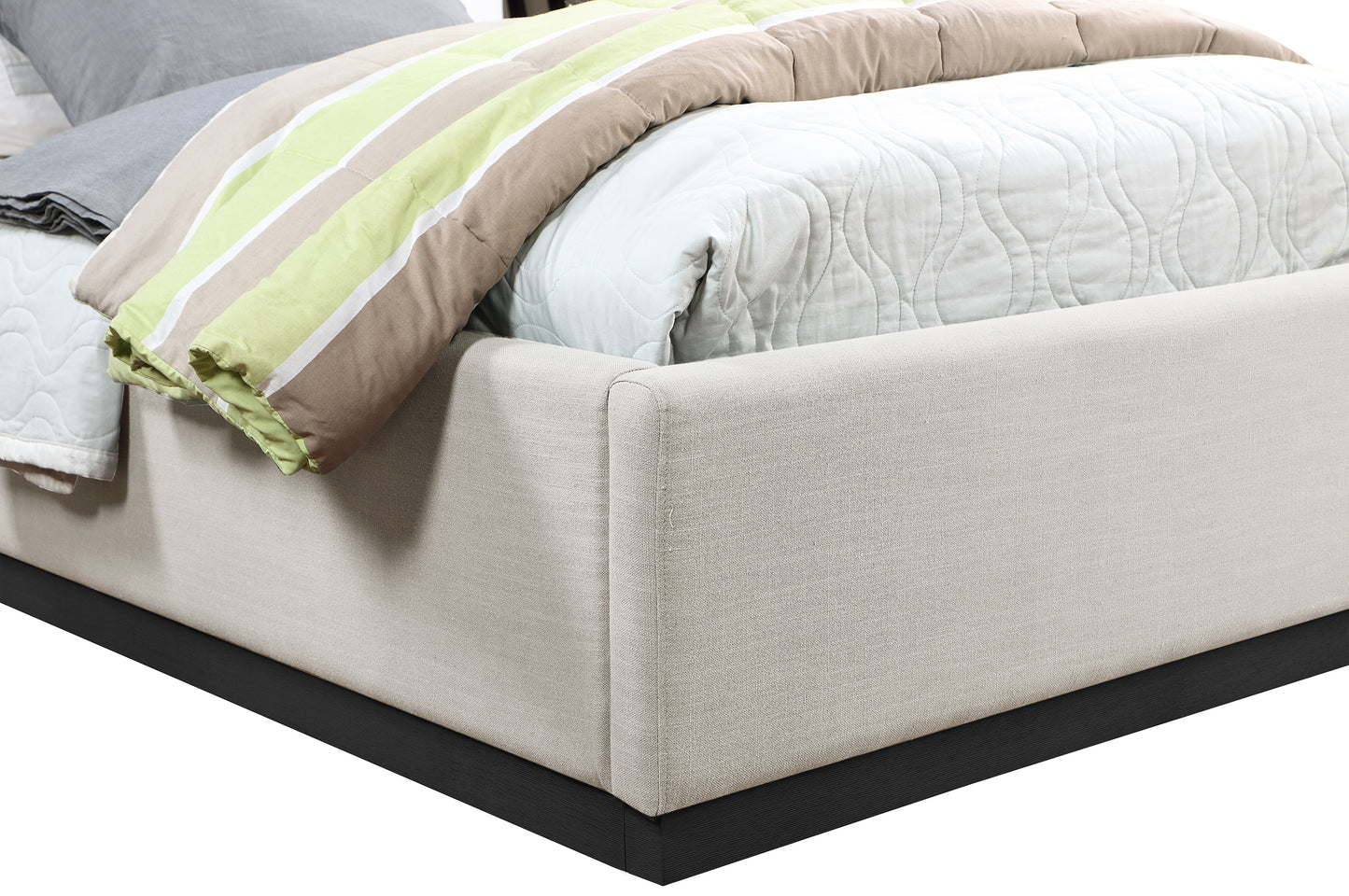 carly beige linen textured fabric twin bed t