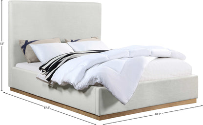 Carly Cream Linen Textured Fabric King Bed K