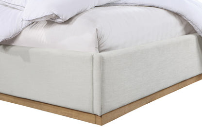 Carly Cream Linen Textured Fabric Queen Bed Q