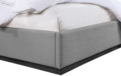 Carly Grey Linen Textured Fabric King Bed K