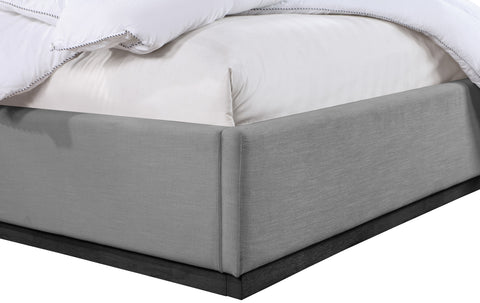Carly Grey Linen Textured Fabric Queen Bed Q
