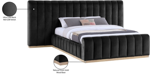 Blaire Black Velvet Upholstered Queen Bed, 1 Piece