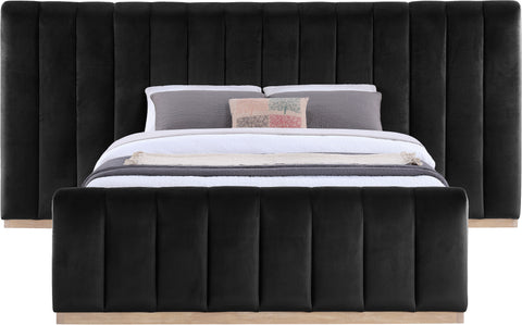 Blaire Black Velvet Upholstered Queen Bed, 1 Piece