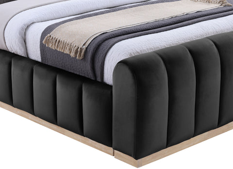 Blaire Black Velvet Upholstered Queen Bed, 1 Piece